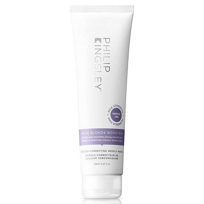 PHILIP KINGSLEY Pure Blonde Booster Purple Mask for Blonde Platinum Silver Gray Bleached Brassy Hair Weekly Toner for Orange Brassiness and Yellow Tones, 5.07 oz
