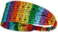 Rainbow Headband for Women Non Slip Elastic Sweat Hairbands Fashion Sports Hair Bands Soft Cloth Fabric Stretchy Headband for Running Workout Yoga