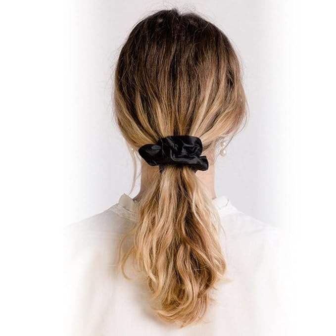 OLESILK 100% Mulberry Silk-Scrunchies for Hair Sleep, Women Grils Silk Hair Ties for Frizz & Breakage Curly Hair, No Damage, Elastics Ponytail Holder, 3 Pack