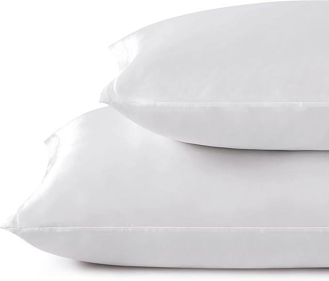 King Size Satin Pillowcase Set of 2 with Envelope Closure,White Silk Pillowcase for Hair and Skin (20x36)