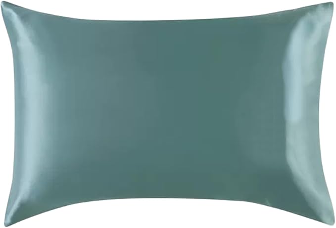 22 Momme Silk Pillowcase for Hair and Skin Made in USA,100% Pure Mulberry Silk Pillow Cases, 6A Grade Natural Organic Silk, Oeko-TEX Certified, Anti Aging, 1 Pack 20"x26" (Standard, Mineral Blue)