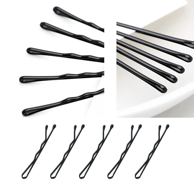 YINGFENG 220 Count Mini Wavy 1.38 Inch bobby pins black with Storage Box, Suitable for All Hair Types, Hair Clips for Kids, Girls and Women