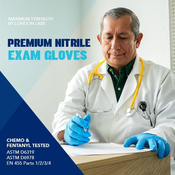Sky Blue 5 Mil Nitrile Exam Gloves Disposable Latex Free | Medical Rubber Gloves for Doctors, EMT, First Aid Kit, Food Service & Cleaning | Bulk Nitrile for Mechanics (100 CT) - Large