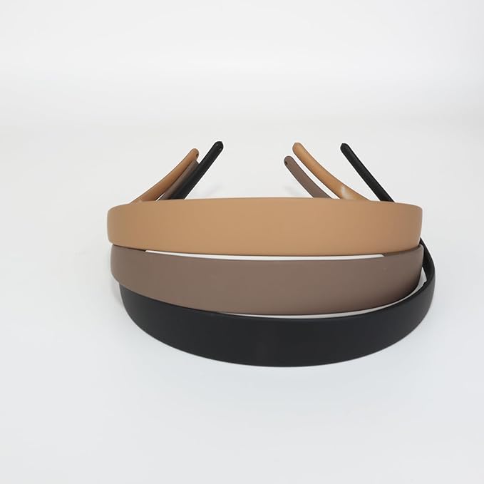 3 Pack Headbands Designed for Eyewear,Flex No Pressure Hairbands for Women Comfortable Plastic Headbands with Teeth Matte-Black,Khaki,Coffee