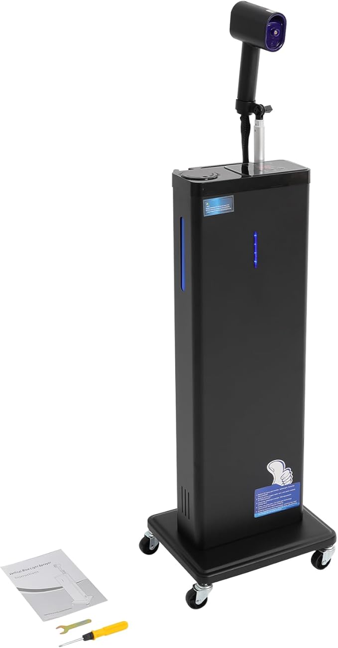 Nano Mist Hair Steamer with Negative Ion & Blue Light, 1300W Professional Standing Hair Steamer Machine for Deep Conditioning, 9 Steam Levels & 800ml Tank, Rolling Hair Care Steamer for Salon & Home