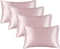 BEDELITE Satin Pillowcase for Hair and Skin, Super Soft Similar to Silk Pillow Cases 4 Pack with Envelope Closure, Cooling Pillowcases for Women Men (20"x26" Standard Size, Lotus Pink)