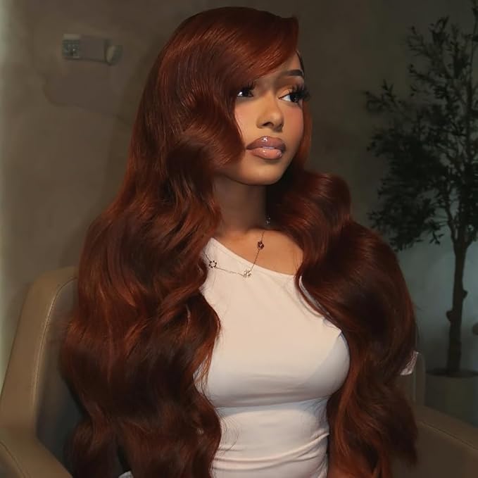 BVH 30 Inch Reddish Brown 13x6 Lace Front Wigs Human Hair Body Wave Wigs Human Hair 200 Density Hd Lace Frontal Wigs M Hairline 33# Brown Wigs (13x6 Reddish Brown Lace Front Wigs Human Hair, 30 Inch)