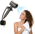 Hands Free Hair Dryer Holder, Suction Cup Wall Mount Blow Dryer Holder Stand with Flexible Adjustable Neck, 360° Rotation, Quick Install on Smooth Surfaces - for Bathroom Organization, Apartments & Dorms