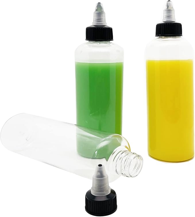 6 Pcs Dispensing Bottles, 4oz Plastic Boston Squeeze Bottles with Twist Top Cap