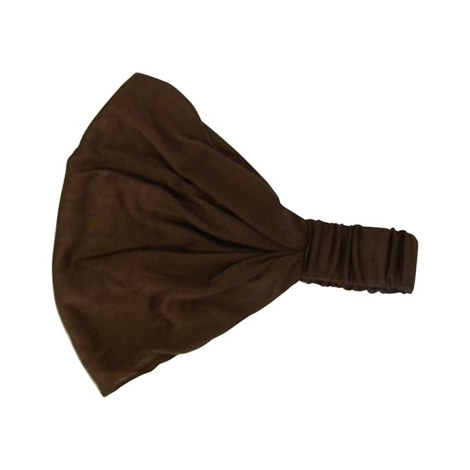 Motique Accessories Set of 3 Wide Cotton Head Band Solid Boho Yoga Style Soft Hairbands Brown Camel Tan