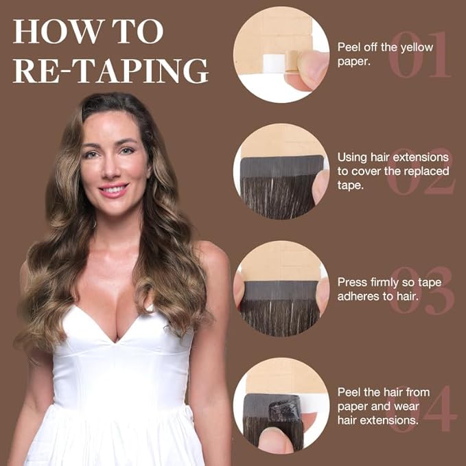 GOO GOO Tape in Hair Extensions Human Hair, 4/26/4 Balayage Chocolate Brown to Honey Blonde, 22inch 100g 40pcs, Skin Weft Seamless Invisible, Silky Straight with Thick Ends, Remy Human Hair