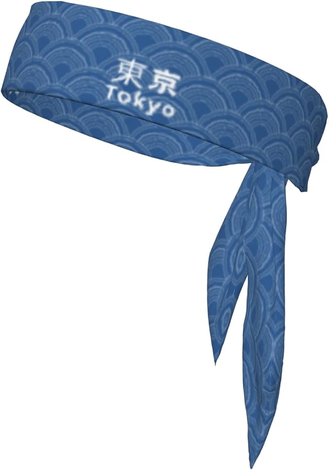Sports Tie Headband Bandana Running Athletic Sweat Band Elastic Adjustable Sport Head Tie for Men Women Head Ties Ninja Tie Headbands Tennis Sweatbands Soccer Basketball Teams Running Head Band