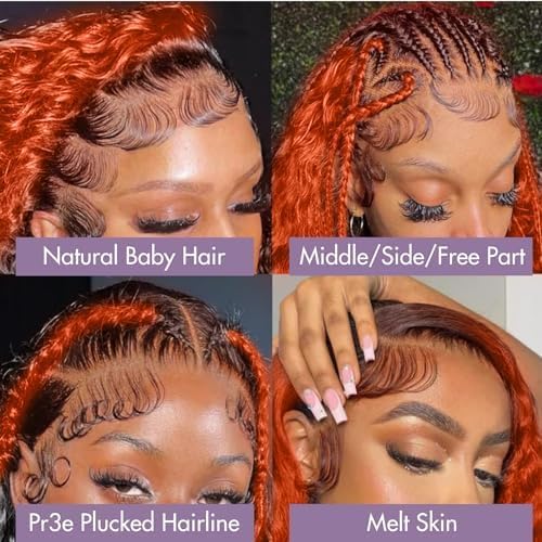 AMIRTY 250% Density 13x6 Deep Wave Lace Front Wigs Human Hair 2/350 Deep Curly Frontal Wigs Human Hair Drawstring Wig Human Hair Pre Plucked with Baby Hair for Women (26 Inch)