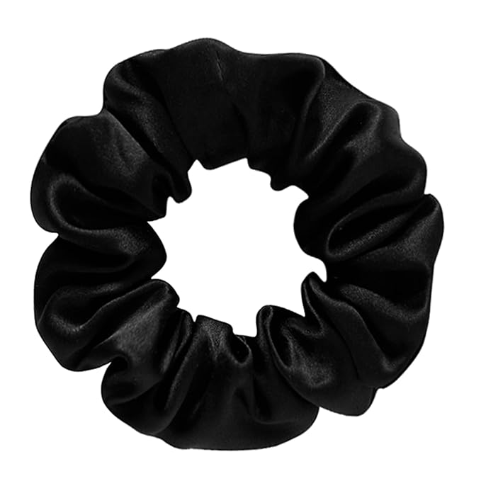 100% Mulberry Silk Hair Ties, No-Damage Frizz Prevention for Sleep and Night, Hair Accessories for Women (Black)