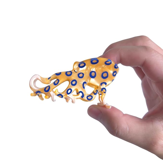 Cute Small Blue-Ringed Octopus Hair Clips,Novelty Acetate Ocean Octopus Claw Clip