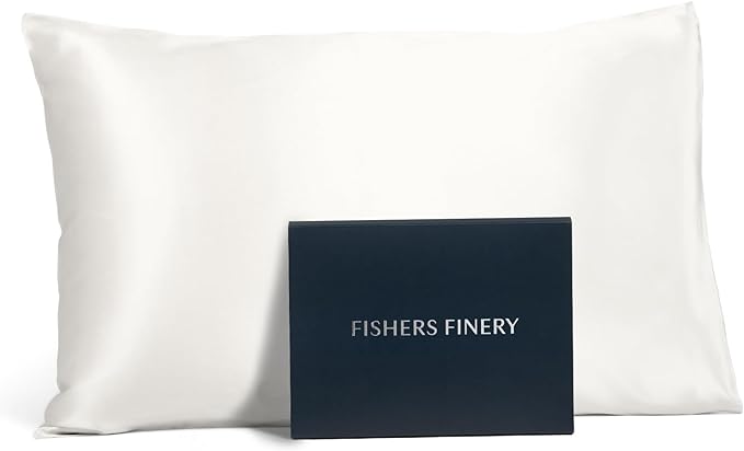Fishers Finery 25mm 100% Pure Mulberry Silk Pillowcase (White Standard)