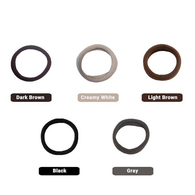 Hair Ties Hair Elastics Bands Seamless Cotton No Damage Thick Curly Hair Long-Lasting Braids Ponytails Holders All Hair Types Pain-Free Hair Accessories Women Men Coffee Colors 50 PCS
