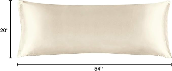 BEDELITE Satin Body Pillow Cover, Super Soft and Cooling Body Pillow Pillowcase for Hair and Skin, Breathable Silky Full Long Pillowcase Cover(20"x54", Beige)