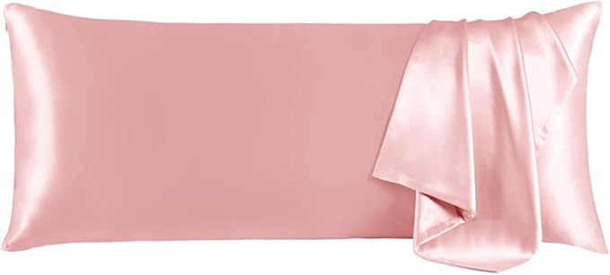 THXSILK Mulberry Silk Pillowcase for Hair and Skin, 100% Mulberry 6A+ Silk, Dual-Sided Silk Body Pillow Case with Hidden Zipper, Body Size 20"x54" Pillow Case, 1pc, Light Pink