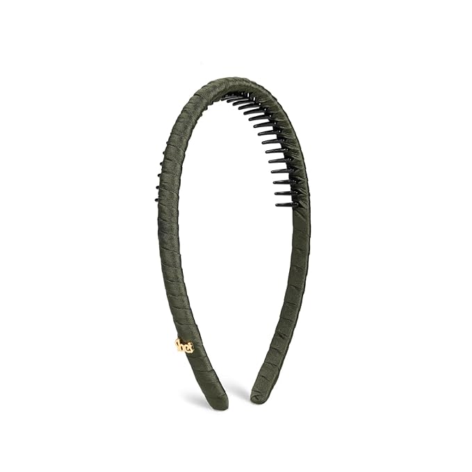 SHE'S FREE STYLE JUST FOR YOU Upgraded Classic Thin Headbands for Women, Non-Slip Polyester & Plastic Hair Bands with Teeth for Strong Hold Grip, Durable Hair Accessories (Green-D0, Upgrade)