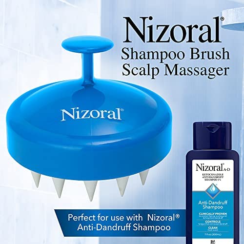 Nizoral Hair Shampoo Brush with Soft Silicone Scalp Massager Brush Head, for All Hair Types, Deep Cleanses Scalp and Removes Dead Flaky Skin and Residue, Pack of 2