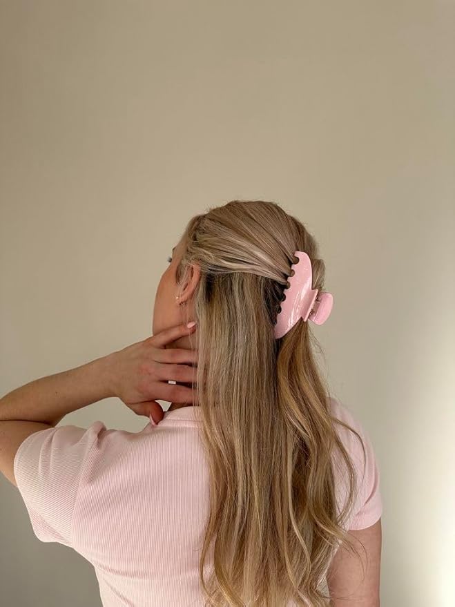 HAIMEIKANG Large Acetate 4 Inch Hair Claw Clip for Women - French Style Hair Claws for Thick Hair with Non-Slip Teeth, Hair Accessories for Updos, Buns & Ponytails