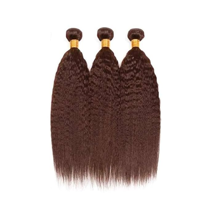 30 32 34 Inch Brown Bundles Human Hair Chocolate Brown Kinky Straight Bundles Brazilian Virgin Remy Hair Extensions Niegmeag Double Weft Color 4 Yaki Straight Bundle Hair Weave 300g