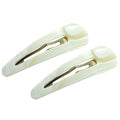 French Amie Clic Clac Ivory Large 2 3/4" Cellulose Handmade in France Set of 2 Snap Hair Pin Clips for Women and Girls