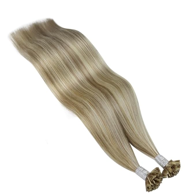 YoungSee K Tip Hair Extensions Light Brown Highlight K Tips Human Hair Extensions Light Brown Highlight Blonde 18In 50s/50g