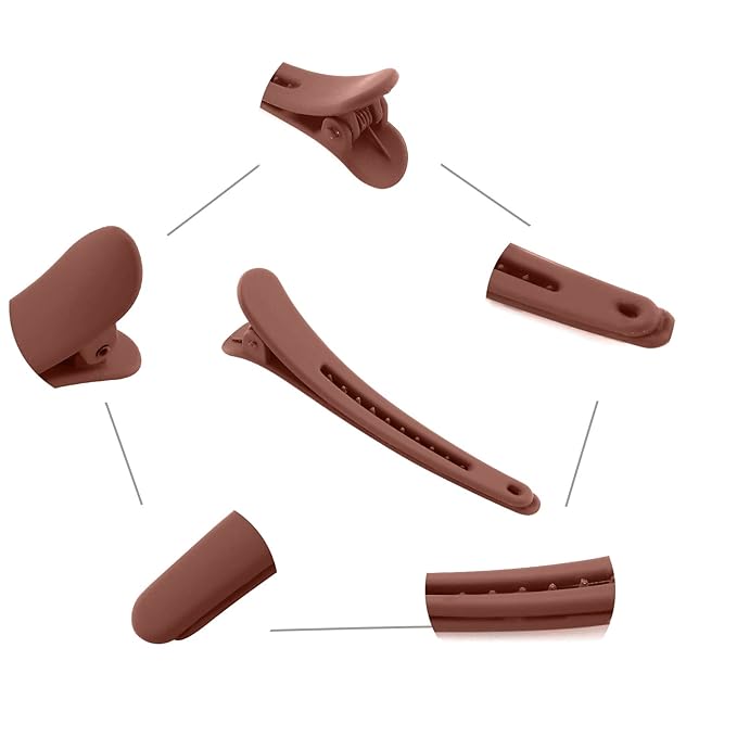 YISSION 12 PCS Hair Clips for Styling Sectioning, 3.1 Inch Matte No Crease Duck Billed Alligator Hair Barrettes for Women Girls Brown
