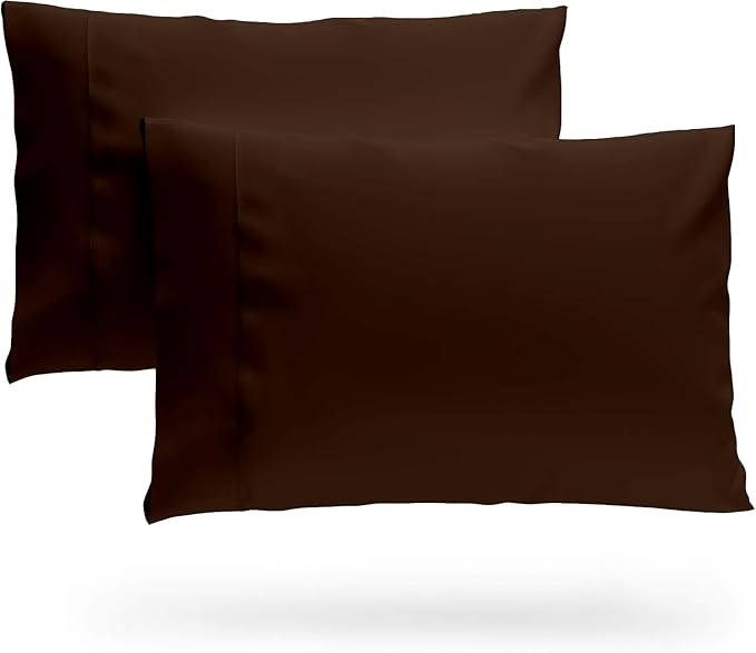 SKY BEDDINGS Queen Pillowcase Set of 2 - Soft Brushed Microfiber Pillow Cases with Envelope Clouser - Wrinkle-Free, Fade-Resistant Pillow Covers - 20 x 30 Inches, Chocolate
