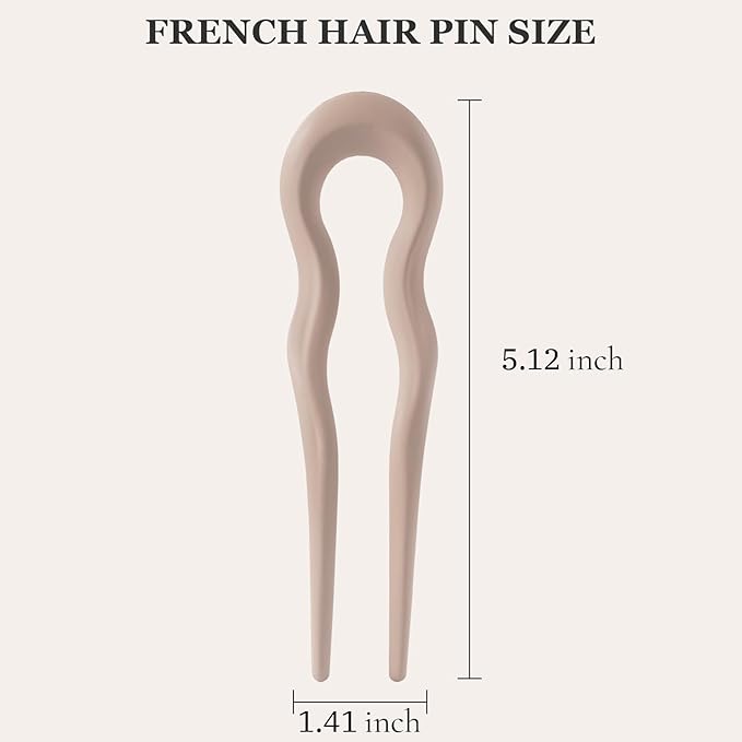 Sunolga 8PCS French Hair Pins for Thick Hair, 5.12" Fashion French Pins Hair Styling, Matte French Hairpin for Women Fine Hair Accessories, French Twist Pin Wavy U Shaped Holiday Gifts