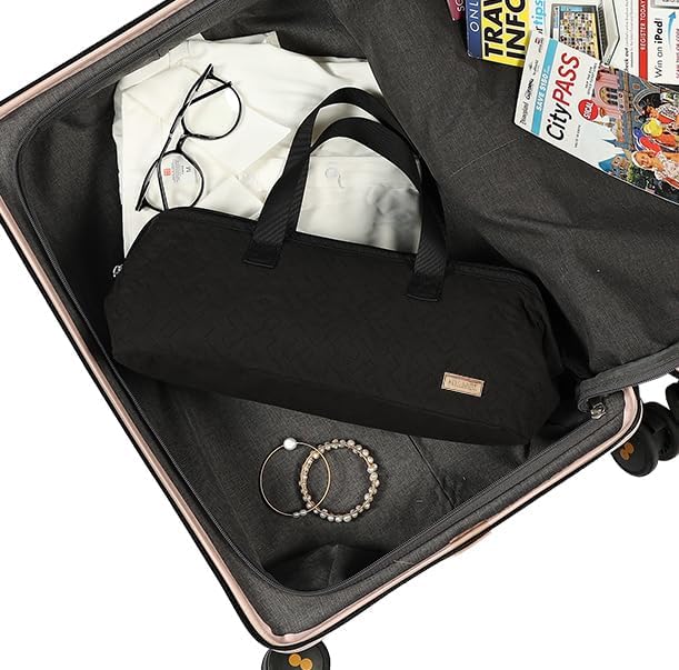 NISHEL Hair Tools Travel Carrying Bag, Portable Hair Air Wrap Dryer Case, Hair Dryer/Curling Iron/Airstraight Attachment Organizer, Black