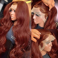 Ginger Wig Human Hair 13X4 HD Transparent Lace Front Wigs Human Hair Pre Plucked with Baby Hair Chestnut Brown #33 Human Hair Wigs For Women 18 inch