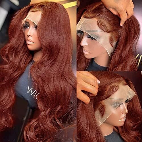 Ginger Wig Human Hair 13X4 HD Transparent Lace Front Wigs Human Hair Pre Plucked with Baby Hair Chestnut Brown #33 Human Hair Wigs For Women 18 inch