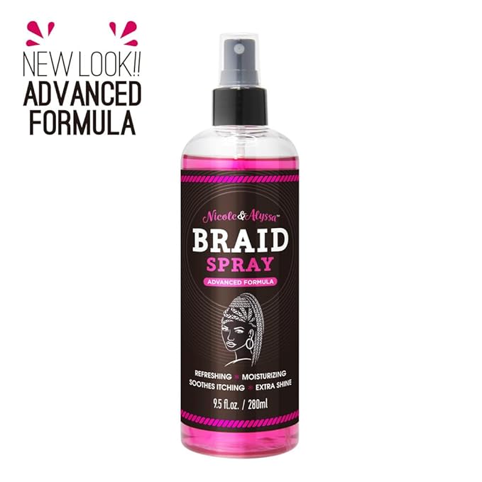 Nicole & Alyssa - Braid Spray 9.5oz - for BOHO Braids, Twists, Locs, Box Braids, Knotless Braids, Cornrows - Braid Sheen, Refreshing, Moisturizing, Detangling, Extra Shine