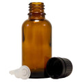 Amber Glass Bottles 1oz (30ml) w/Euro Dropper, Black Cap 330/case