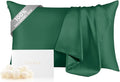 THXSILK 100% Mulberry Silk Pillowcase for Hair and Skin Heath, Best Gift Choice, Grade 6A+ Silk Both Sides, Hypoallergenic Pillow Cover with Zipper, 1pc (King 20"x36", Emerald Green)