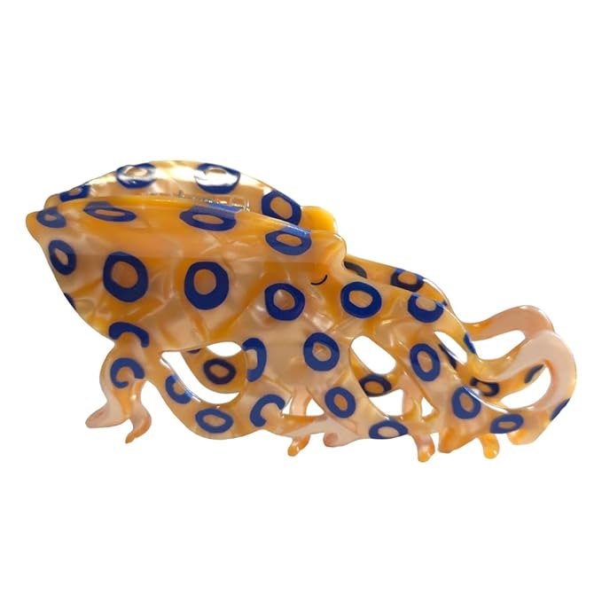 Cute Big Blue-Ringed Octopus Hair Clips,Novelty Acetate Octopus Element Claw Clip