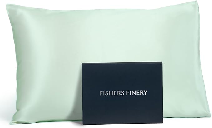 Fishers Finery 19mm 100% Pure Mulberry Silk Pillowcase, Quality Tested (Light Green, Q)