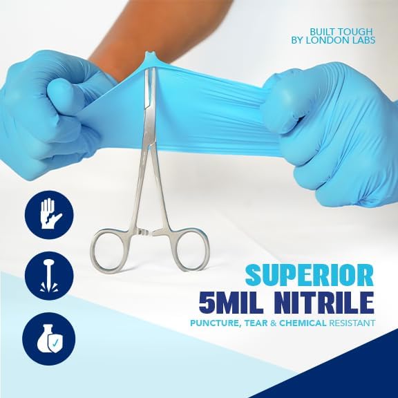 Sky Blue 5 Mil Nitrile Exam Gloves Disposable Latex Free | Medical Rubber Gloves for Doctors, EMT, First Aid Kit, Food Service & Cleaning | Bulk Nitrile for Mechanics (100 CT) - X-Large