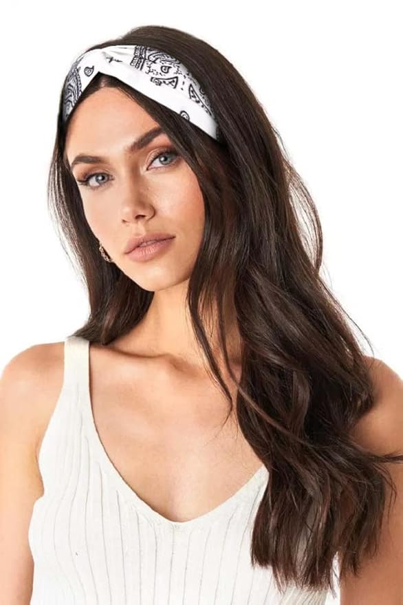 Huachi Bandana Headbands for Women Boho Twist Head Wraps, Elastic Hair Bandana Headband Summer Hair Accessories