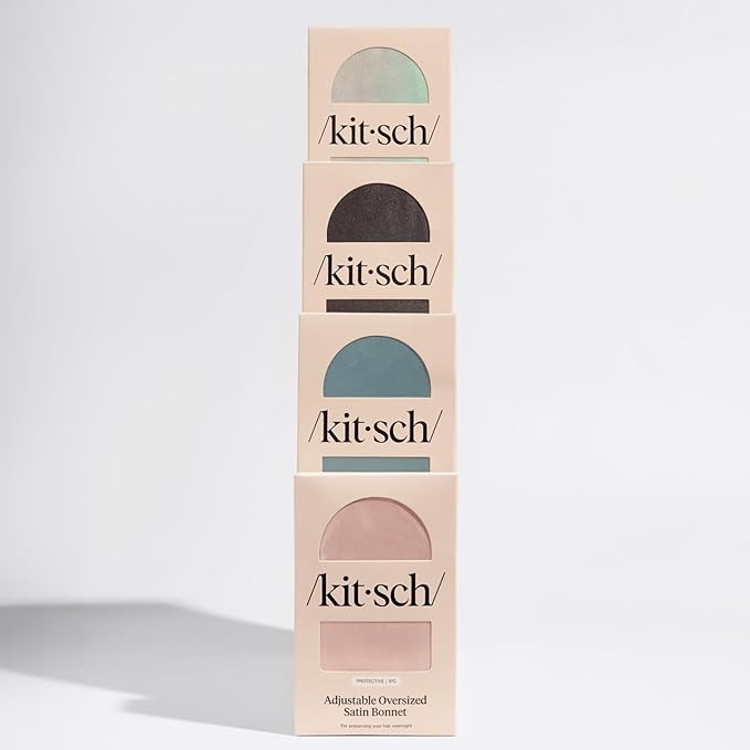 Kitsch XL Satin Bonnet for Sleeping - Softer Than Silk Hair Bonnet for Women - Secure Fit, Adjustable Night Cap for Curly & Textured Hair - Prevents Breakage, Tangles & Thinning- Haze Blue