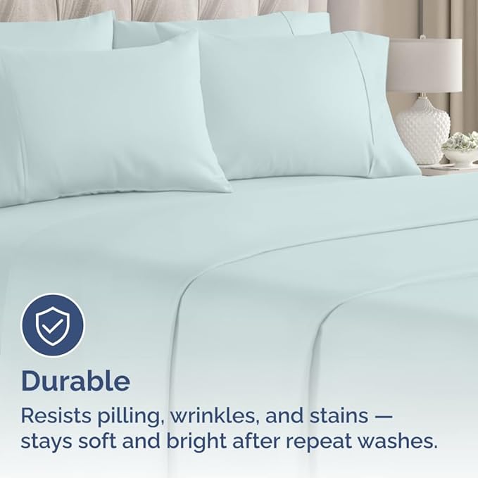 Queen Pillow Cases - 4 Pack - Super Soft Pillowcase Covers - Envelope Enclosure - Hotel Quality Pillow Protectors - Wrinkle Free, Shrink and Stain Resistant - Machine Washable - 20" x 30" (Ice Blue)