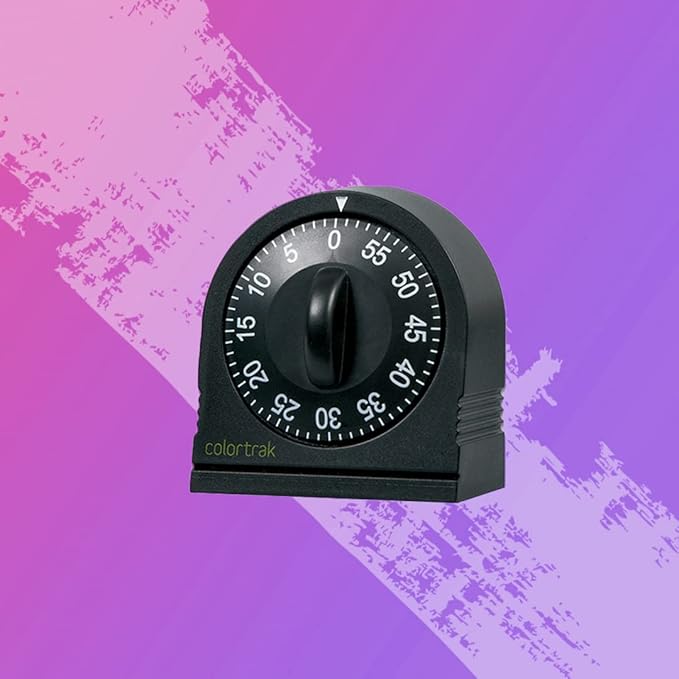 60 Minute Wind Up Timer, Visual Mechanical Timer, from 0 to 60 Minutes, for Kitchen, Hair Color Processing, Tanning, Kids' Home and Classroom Activities or Timeouts, Black
