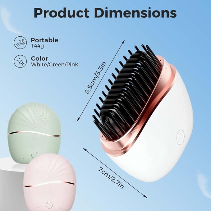 Mini Straightener,Portable Fast Heating Hair Straightener Comb with Mirror,Wireless 2-in-1 Hairs Dressing Combs for Home Travel Gifts,Straight Hair Comb with 3 Adjustable Temperatures (Green)