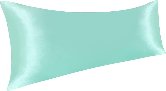 NTBAY Satin Body Pillowcase for Hair and Skin, Luxurious and Silky Pillow case with Envelope Closure, 20x54 Inches, Light Blue