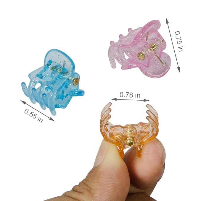 50 PCS Mini Hair Claw Clips， Bangs Strong Grip Multifunction Clamp Clips. (Glitter)