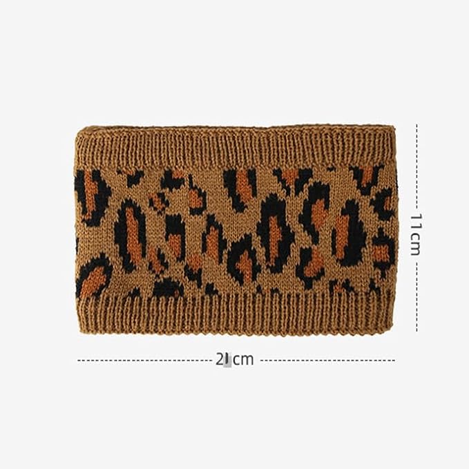 Women Leopard Knit Headband,Warm Sports Headscarf,Soft Stretchy Wide Hair Band,Fashion Accessories for Daily Wear