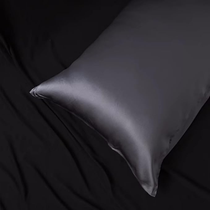 Premium Silk Pillowcase for Hair and Skin Made in USA, 100% 22 Momme Mulberry Silk King Size Pillow Cases with Zipper, Hypo Allergenic Pillow Case, 1pc 20"x36" (King, Slate Grey)